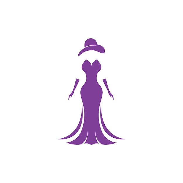 Silhouette retro lady with dress and hat