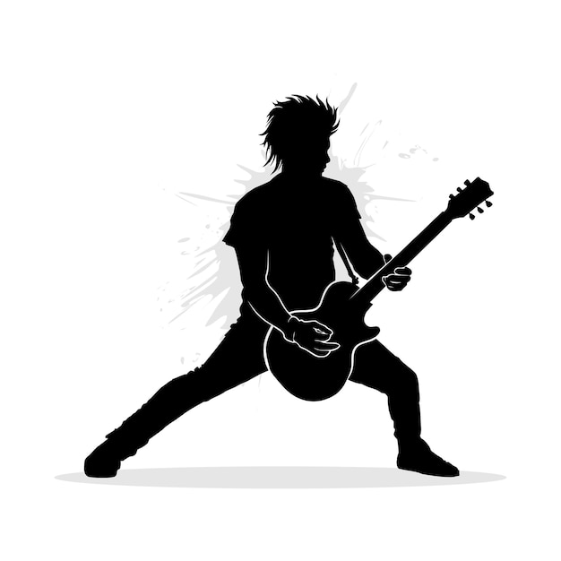 Silhouette of rock music guitarist. Vector illustration