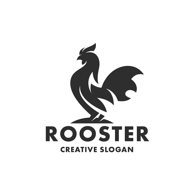 Silhouette Of Rooster Chicken Isolated Logo Template