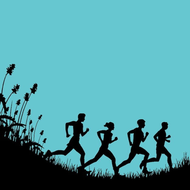 silhouette running man Art Illustration