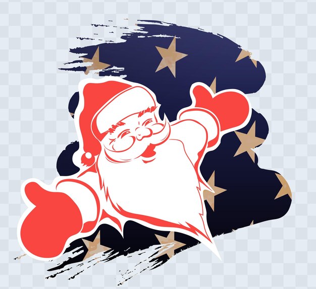 Vector silhouette of santa claus hands spread on the sides silhouette of a star