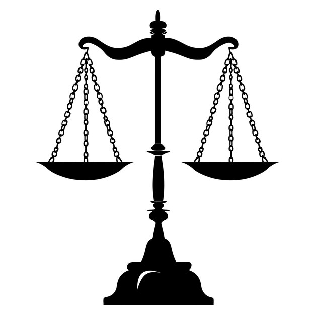 Silhouette scales of justice black color only