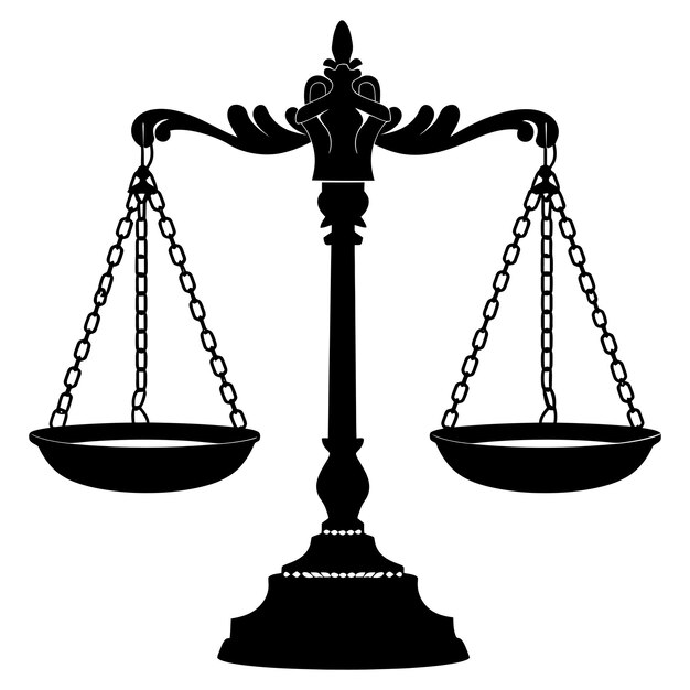 Silhouette scales of justice black color only