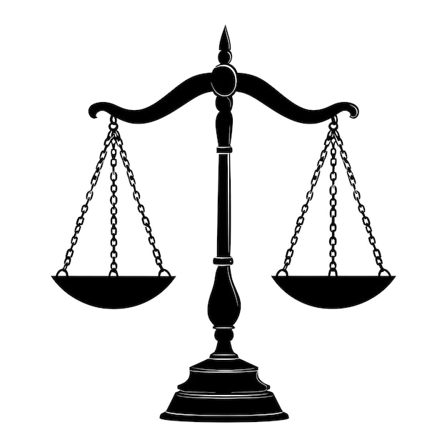 Silhouette scales of justice black color only