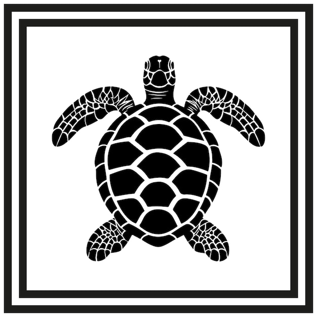 Silhouette of a sea turtle clipart on a white background