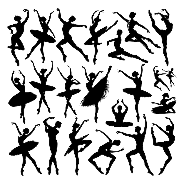 Vector silhouette set of ballet dance