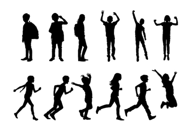 silhouette set of kids