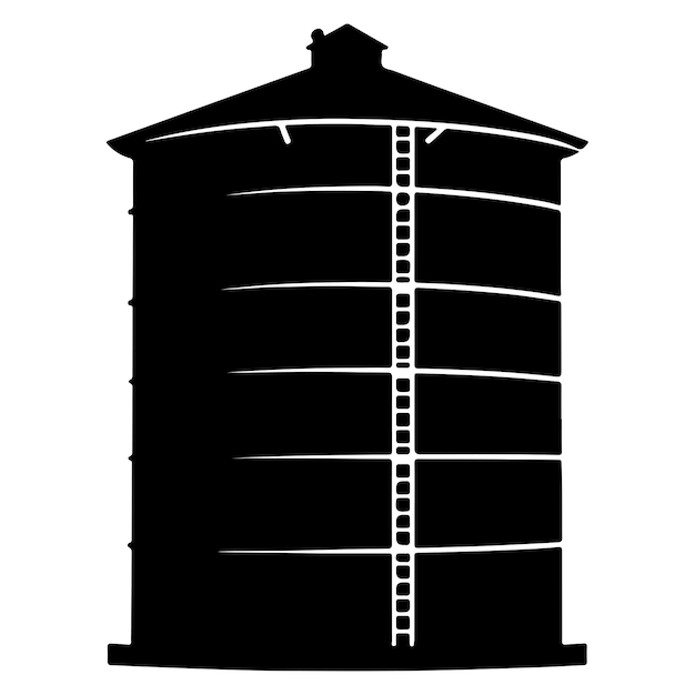 Vector silhouette of a silo in black and white ideal for agricultural and industrial design projects