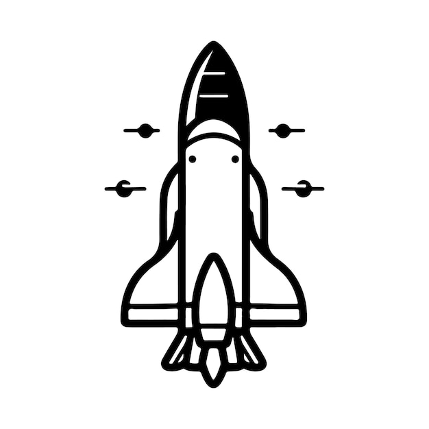 Silhouette of a Simple Space Rocket clipart on a white background