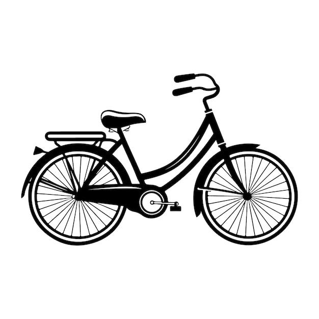 Silhouette of a Simple Vintage Bicycle clipart black and white