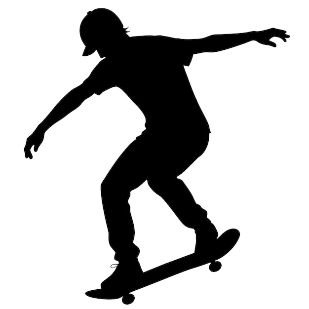 Vector a silhouette of a skateboarder with the words  skateboarding  on it