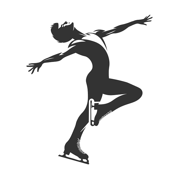 Vector silhouette of a skater on a skateboard figure skating dancer hand drawn black vector artwork