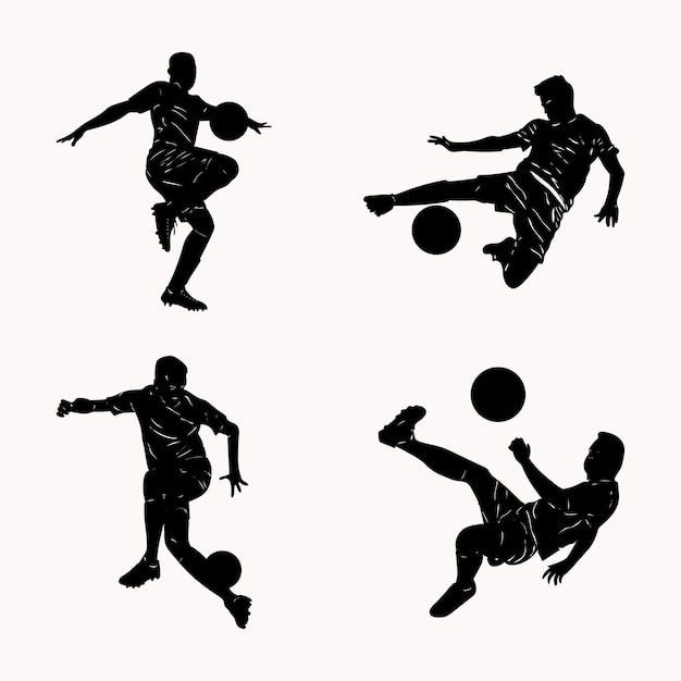 Silhouette soccer player isolated on white background illustration vector