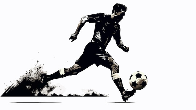 Silhouette Soccer Player Kicking Ball Illustration