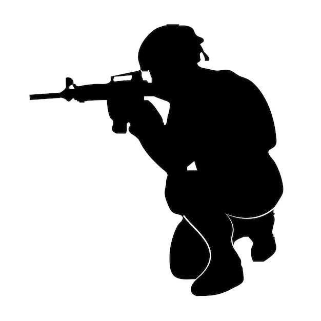 Vector a silhouette of a soldier holding a gun that says army