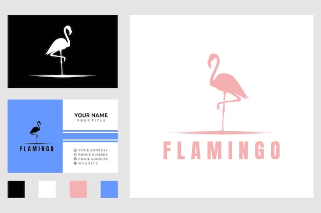 silhouette of standing flamingo logo design