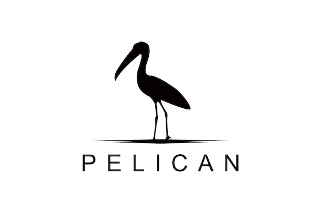 silhouette of standing pelican logo design