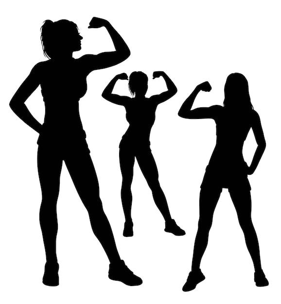 Silhouette of strong female pose