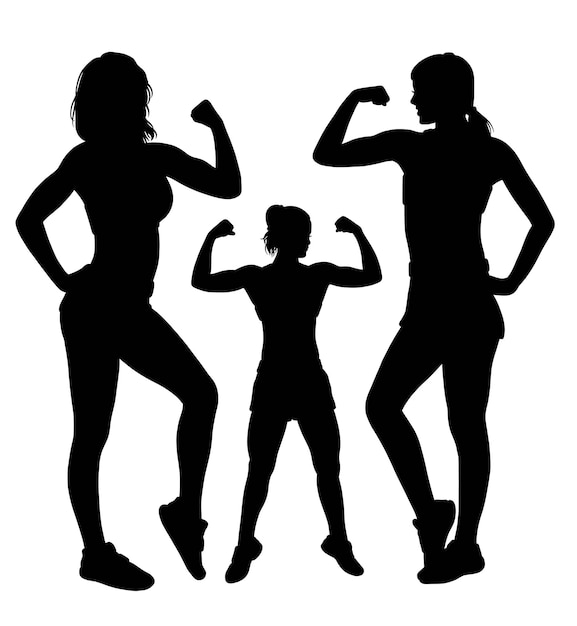 Silhouette of strong woman pose