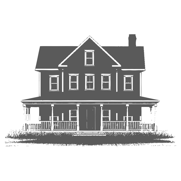 silhouette suburban american house single house black color only