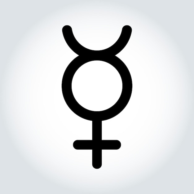 Silhouette of transgender Mercury symbol Gender pictogram Template Decoration for greeting cards wallpapers emblems Vector illustration