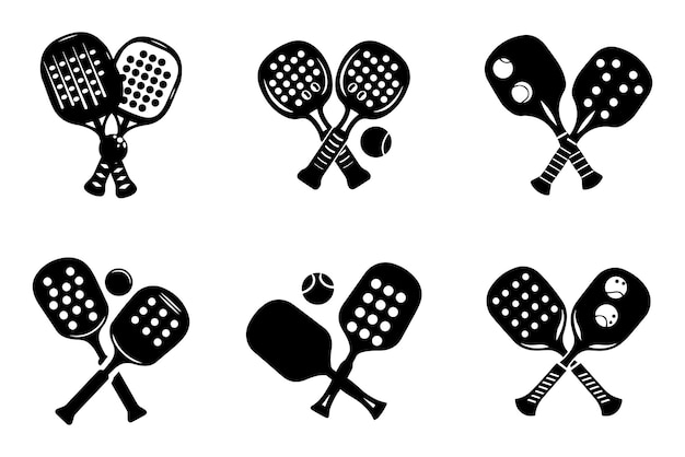 Silhouette of Two Pickleball Paddles with Ball