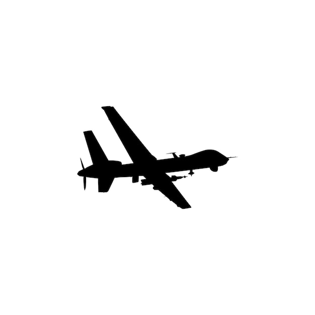 Silhouette of the UAV drone or Unmanned Aerial Vehicle Flat Style