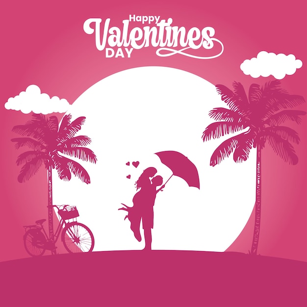 Vector silhouette valentines day celebration social media post template