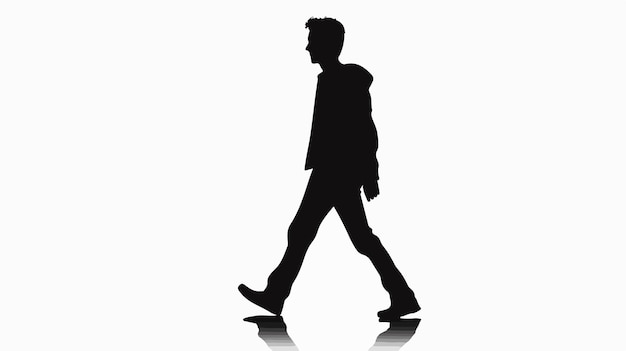 Vector silhouette vector cartoon of a young man walking