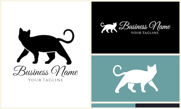 silhouette vector cat logo template