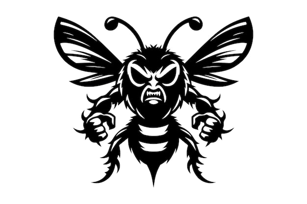 Silhouette vector illustration of a angry bee