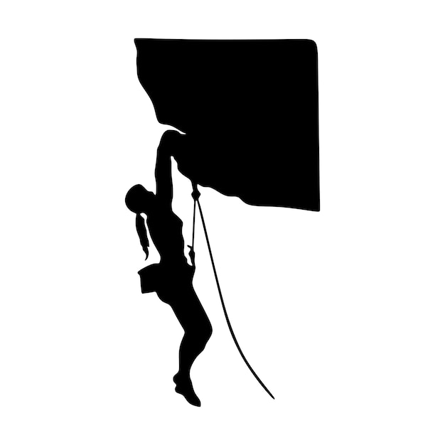 silhouette vector illustration art image of professional climber