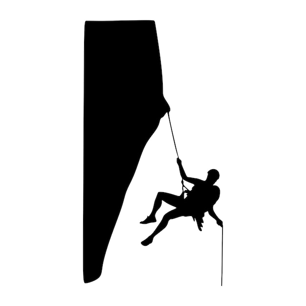 silhouette vector illustration art image of professional climber