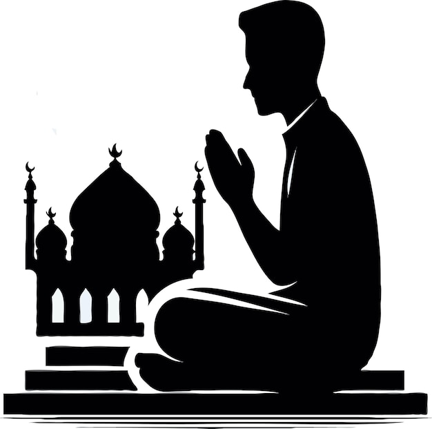 Silhouette vector of a person sitting and praying