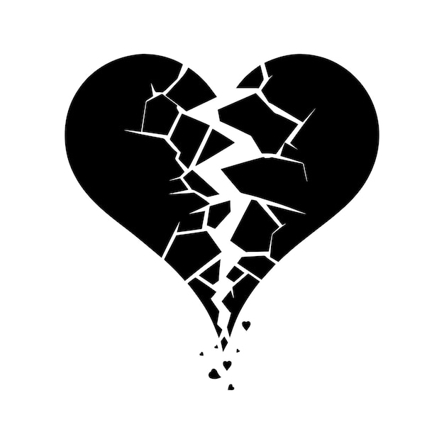 Vector silhouette vector valentines day broken heart love illustration on white background