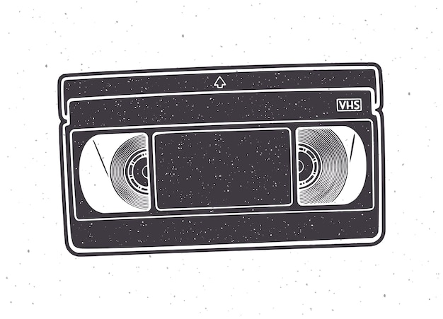 Silhouette of VHS cassette Vector illustration Video tape record system