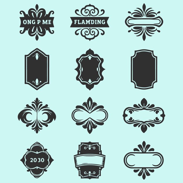 Vector silhouette vintage label collection