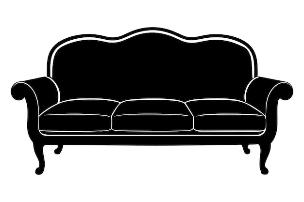 Vector a silhouette of a vintage loveseat sofa set