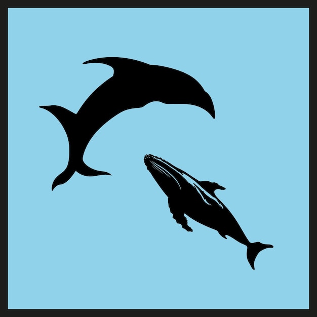 Silhouette Whale vector illustration Clip art