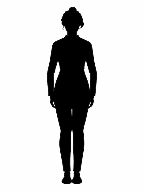 a silhouette of a woman in a dress and hat