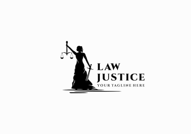 Silhouette woman, lady. Justice lawyer logo design template inspiration