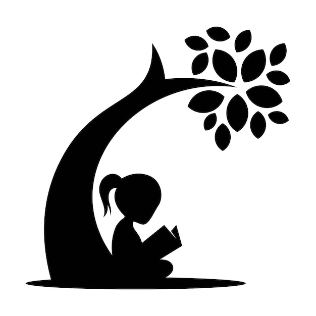 Silhouette woman reading book template