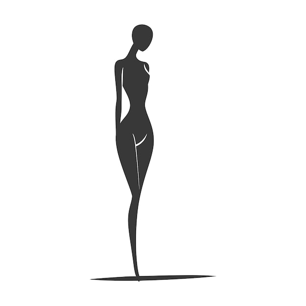 Vector silhouette of a woman standing with arms crossed