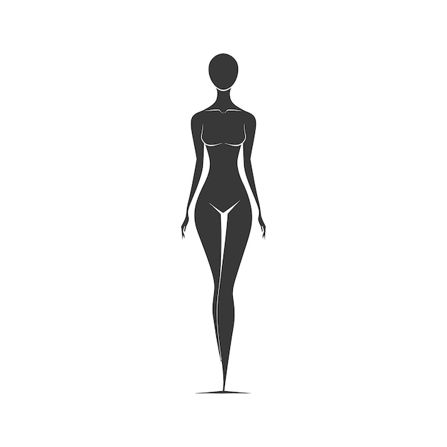 Vector silhouette of a woman standing with her arms at her sides