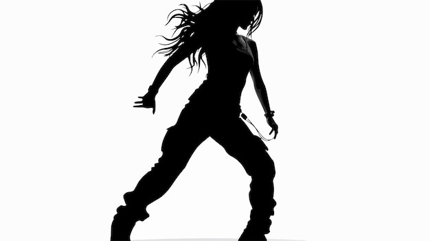 Vector silhouette of woman street dance hip hop dancer