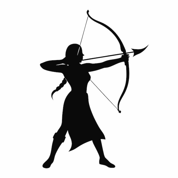 Vector a silhouette of a woman with a bow and arrow