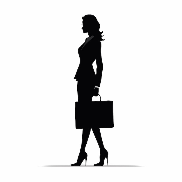 Vector a silhouette of a woman with a briefcase and a picture of a woman