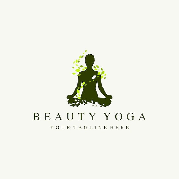 silhouette yoga women logo illustration