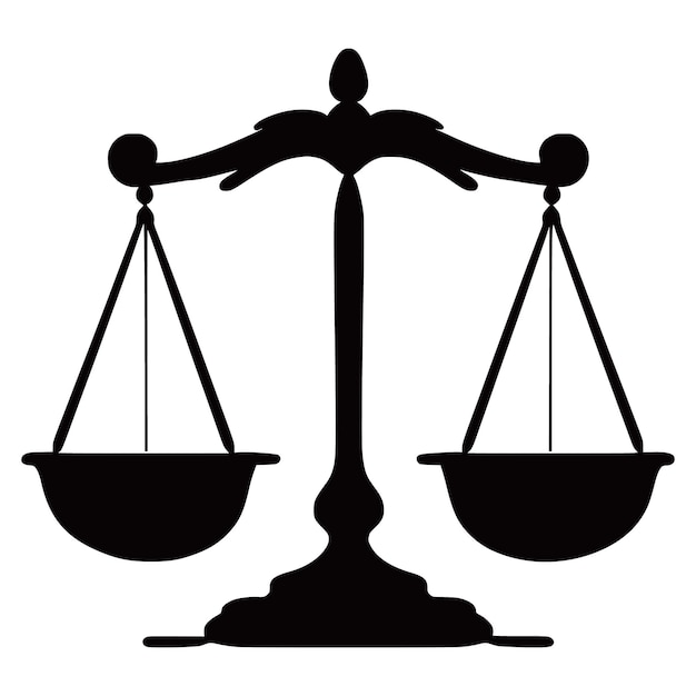 Vector silhouetted simplified scales justice legal law icon