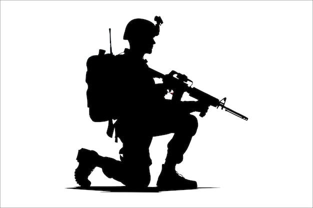 Silhouettes of Army Combat Soldiers soldiers Vector bundle Silhouette Veteran Soldier vector